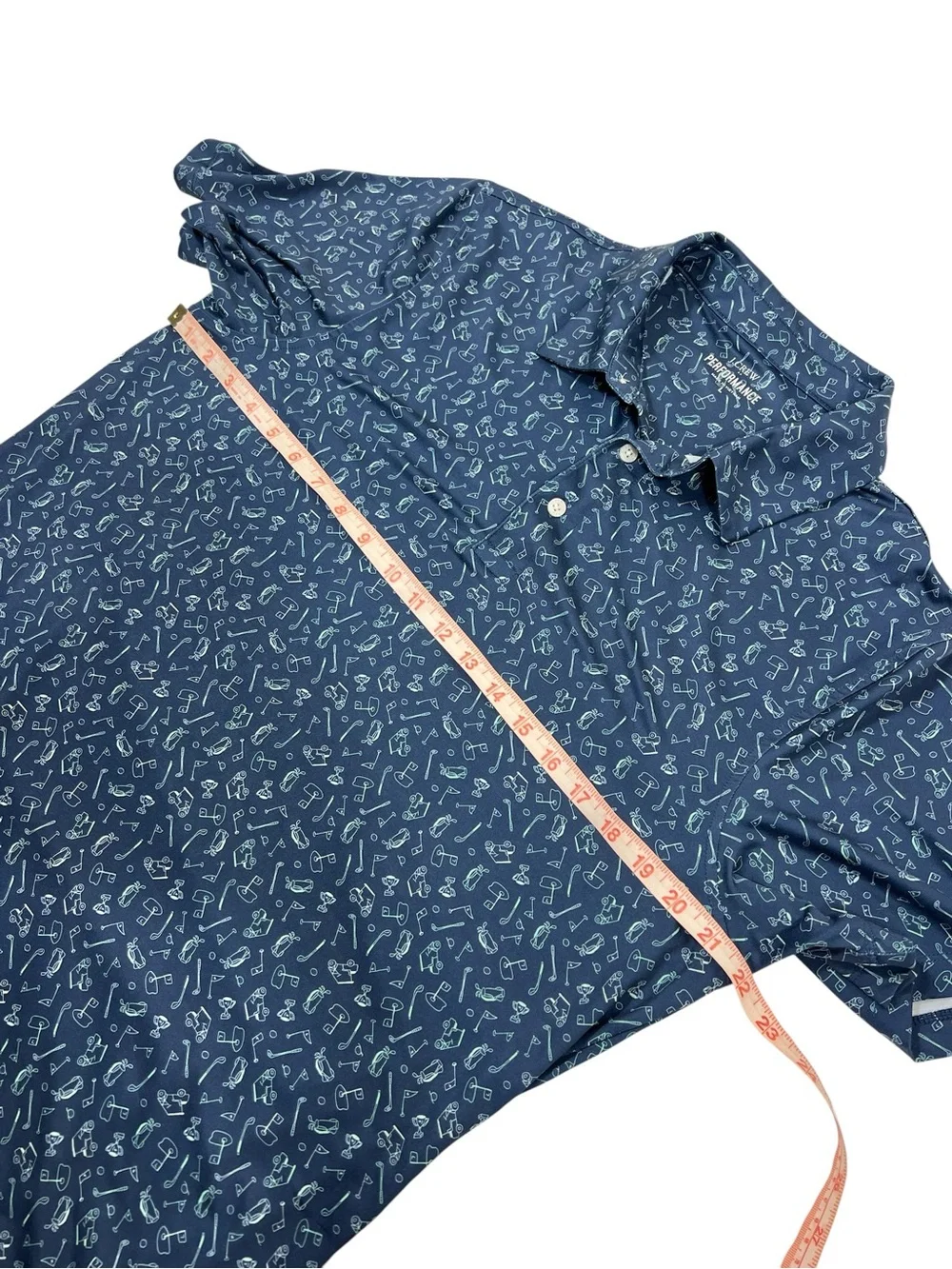 J. CREW MENS PERFORMANCE GOLF PRINT POLO shirt SS blue and mint size LARGE